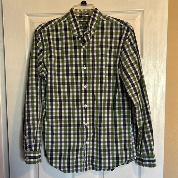 Eddie Bauer Men's green and white long sleeve button down shirt size small - Picture 1 of 8